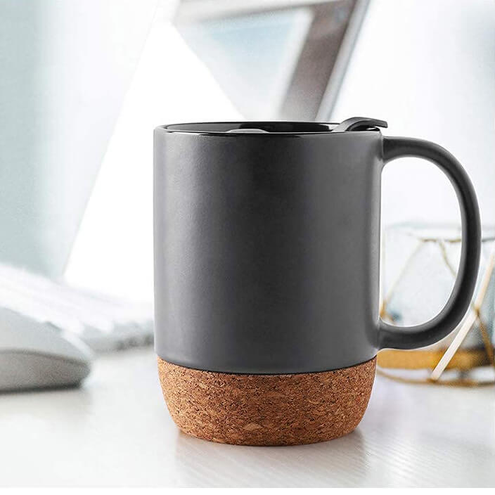 Black Mug with Cork Base